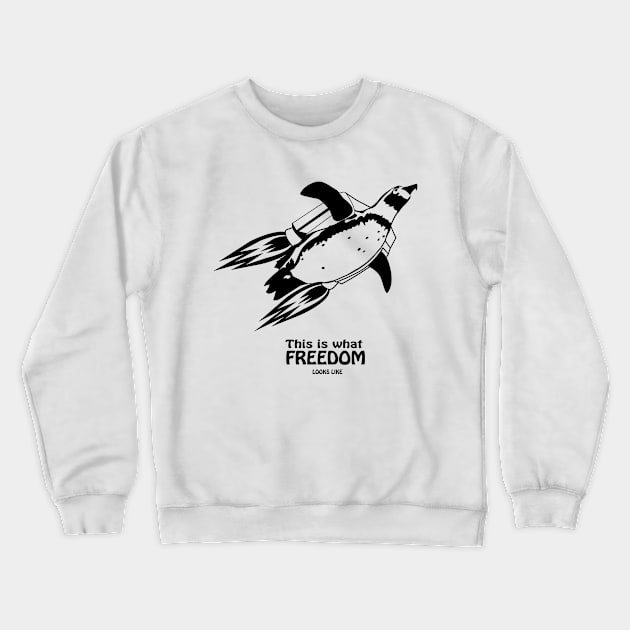 Jetpack penguin Crewneck Sweatshirt by FungibleDesign